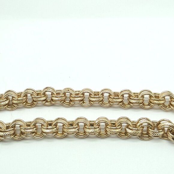 Cable Link Chain Necklace Textured & Smooth Interwoven Round Links Gold-tone - Picture 9 of 12